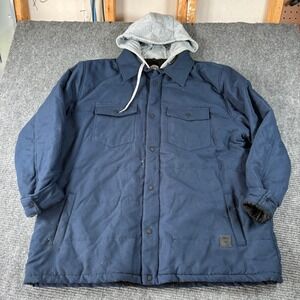 Buffalo Outdoors Mens 2XL Navy Blue Sherpa Lined Hooded Shirt Jacket Workwear